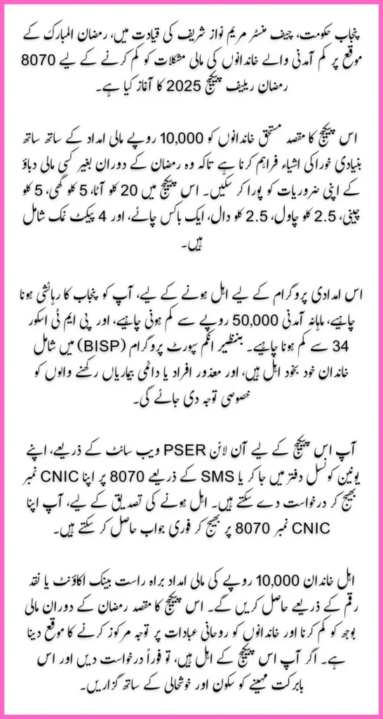 CM Punjab Ramzan Package 2025: How to Apply & Get Payment of 10,000