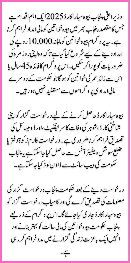 CM Punjab Bewa Sahara Card Application Process: Step by Step Information