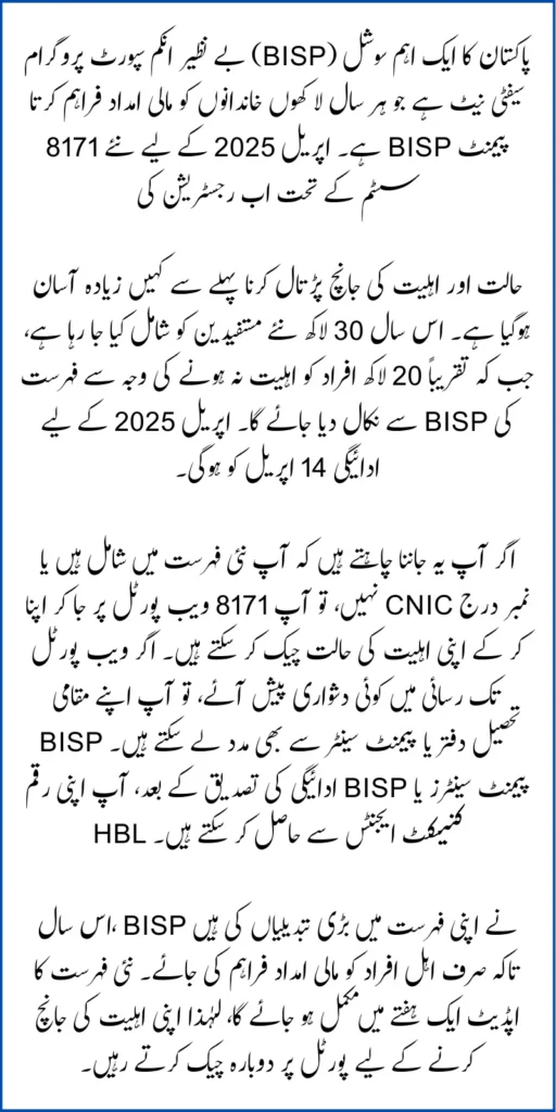 8171 BISP Payment New List April 2025 Check Your Registration Through 8171 Portal