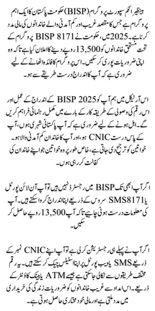 Benazir Income Support Programme 2025 Check Registration Procedure Online for 13,500
