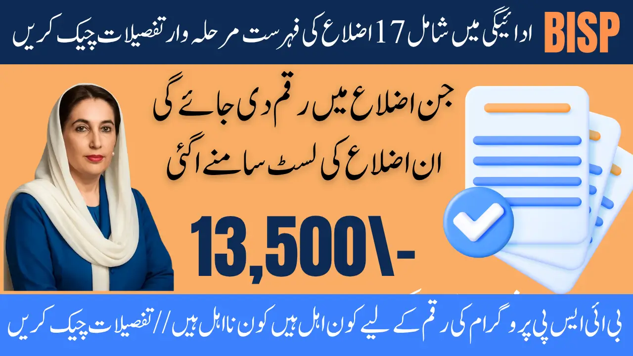 List of 17 Districts Included in 8171 BISP 13500 Payment Check the Details Step by Step