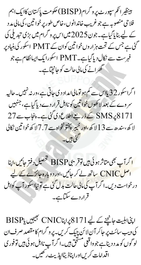 BISP 8171 Survey Score 32 Update: List of Women Removed by Province