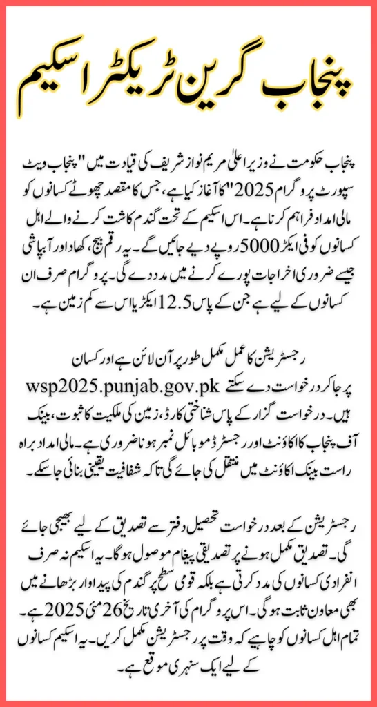 Punjab Wheat Support Program 2025 Online Registration How to Get 5000 Per Acre