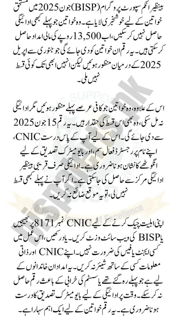 BISP June 2025 Payment Update Check Important Highlights